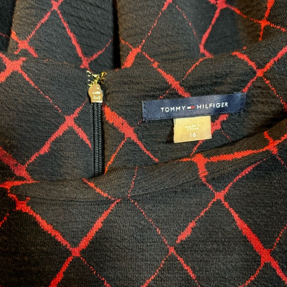 Tommy Hilfiger Knit Dress Diagonal Windowpane Black Red 16 - Picture 7 of 10